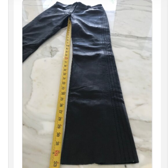 DKNY BLACK LEATHER BIKER STITCHING PANTS SIZE US 6 - Picture 14 of 16